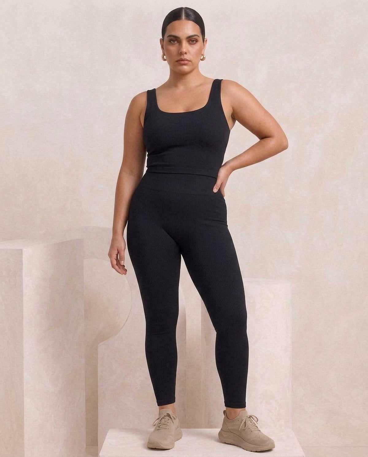 Black tank, full body, eucalyptus fibre activewear by WEARTH India Black tank, full body, eucalyptus fibre activewear by WEARTH India