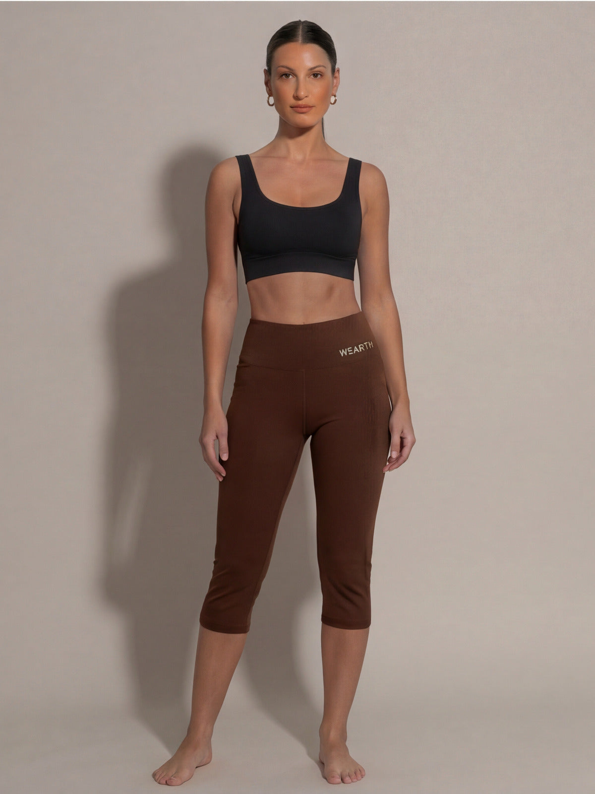 The Still Line Crop in Brown, eucalyptus fibre activewear, no polyester The Still Line Crop in Brown, eucalyptus fibre activewear, no polyester