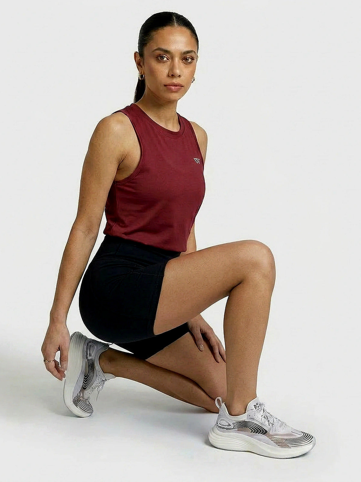 The Longline Tank in Maroon, eucalyptus fibre activewear, no polyester The Longline Tank in Maroon, eucalyptus fibre activewear, no polyester