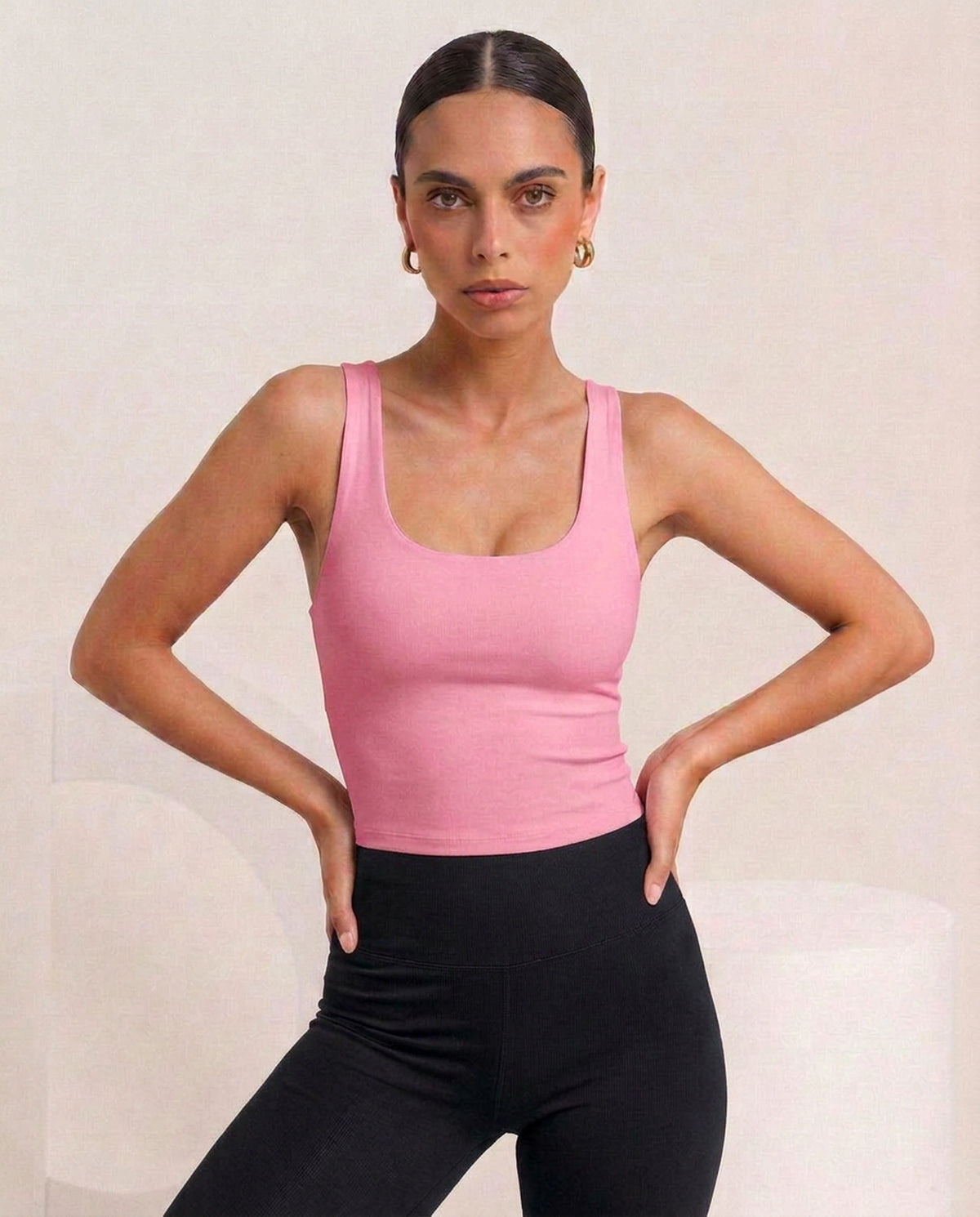 Pink tank, front, eucalyptus fibre activewear by WEARTH India
