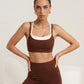 Brown bralette and flare, close front, eucalyptus fibre activewear by WEARTH India