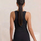 Black tank, back, eucalyptus fibre activewear by WEARTH India