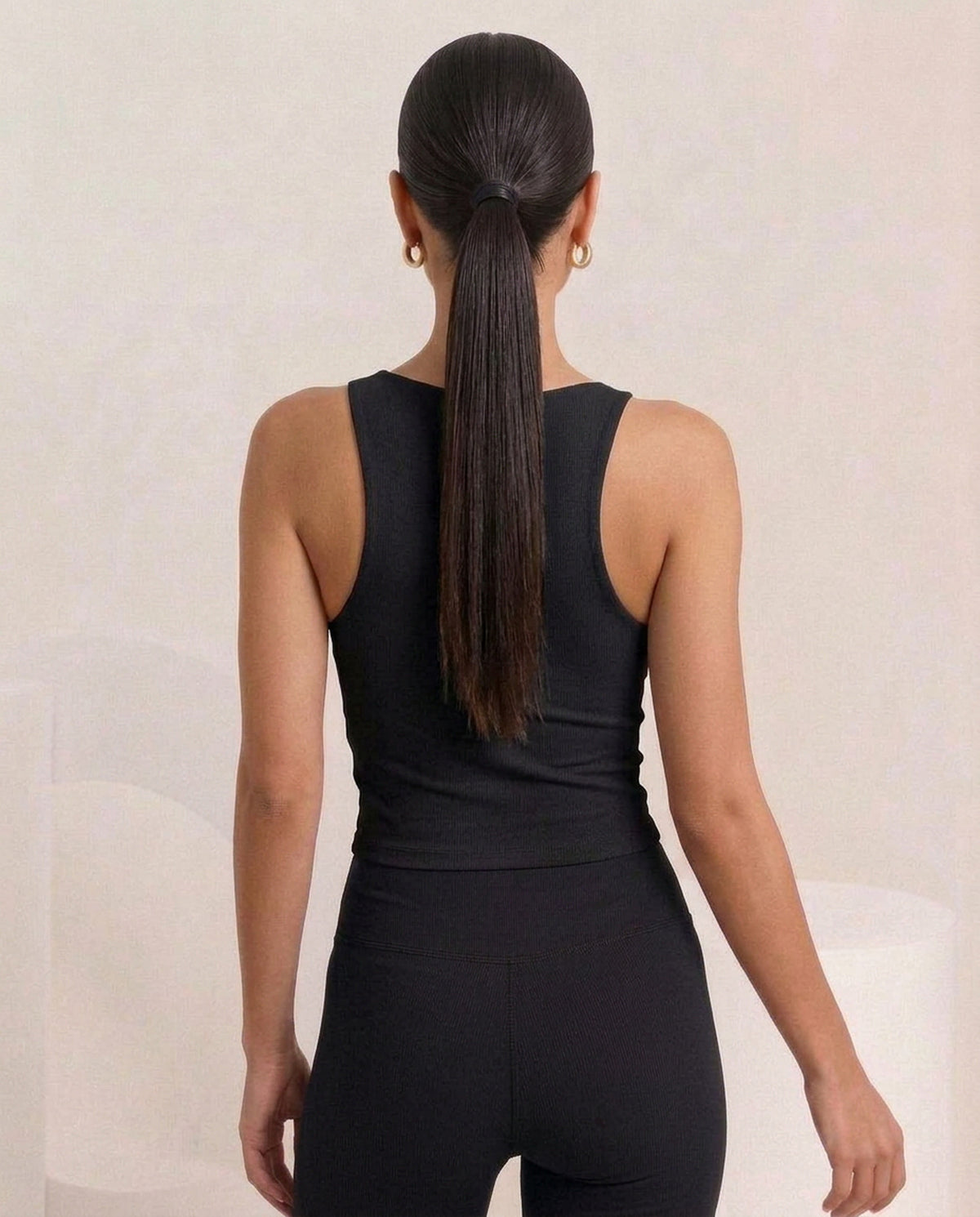 Black tank, back, eucalyptus fibre activewear by WEARTH India