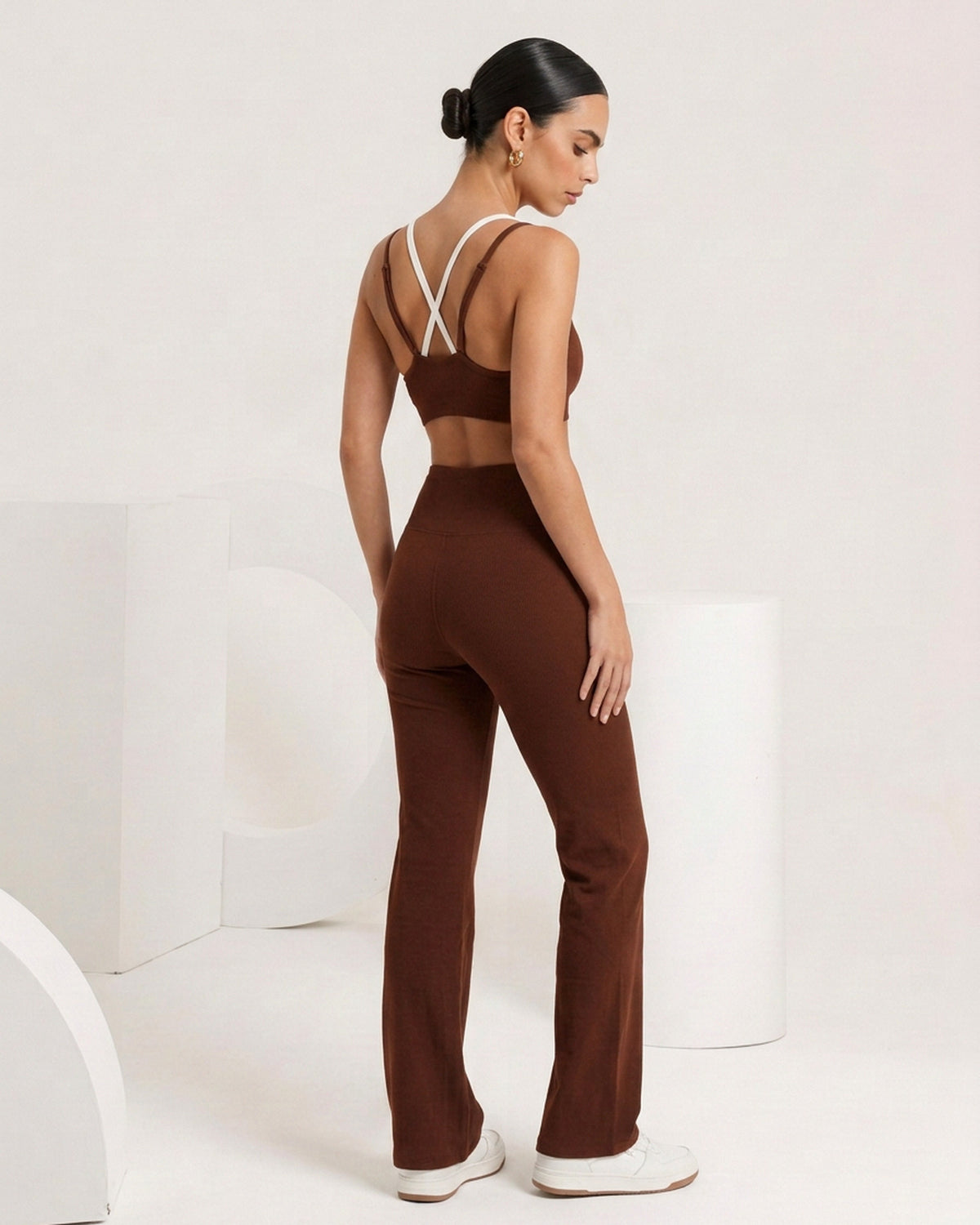 Brown bralette, back, eucalyptus fibre activewear by WEARTH India