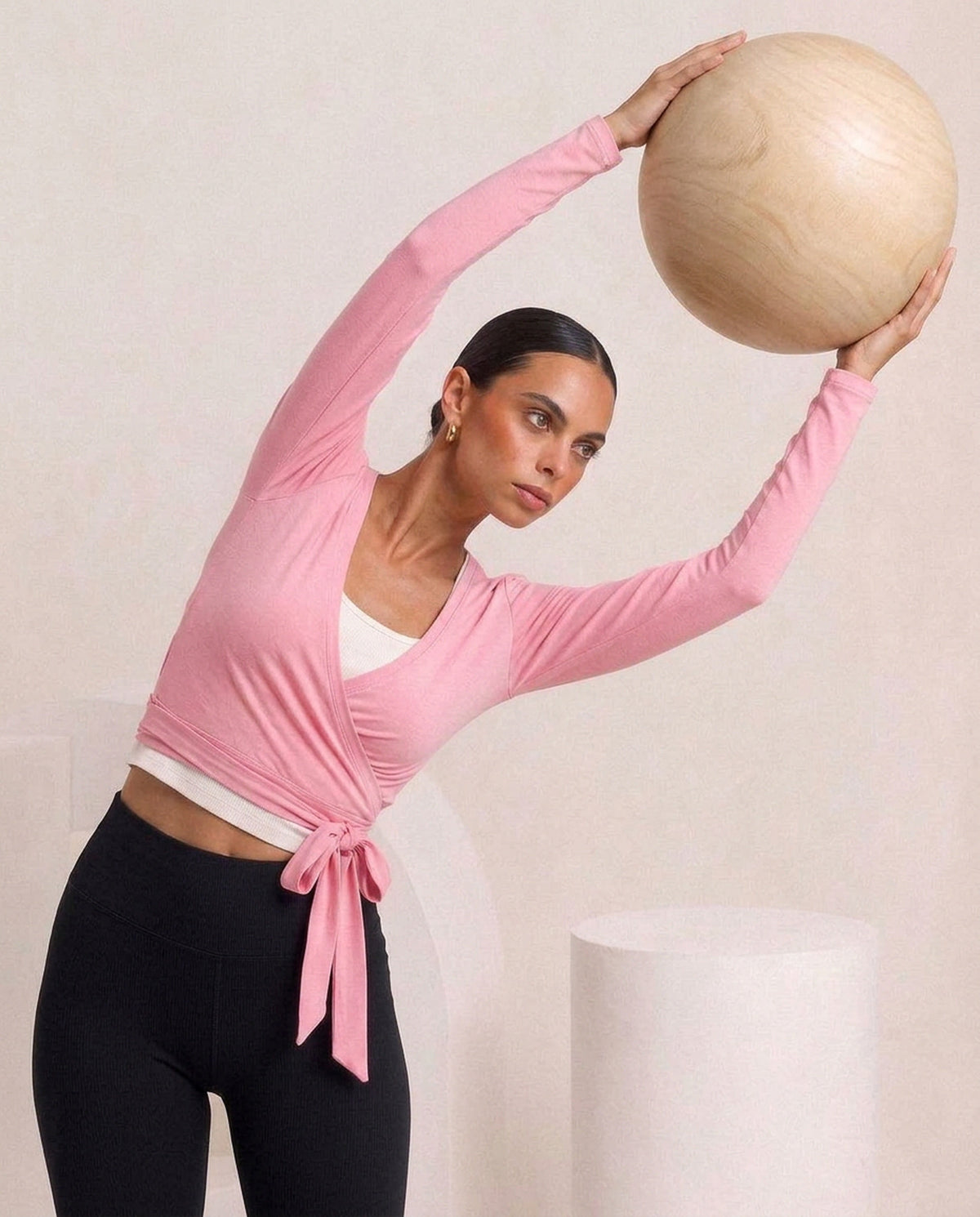 Pink wrap, with ball, eucalyptus fibre activewear by WEARTH India