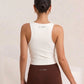 White tank, back wordmark, eucalyptus fibre activewear by WEARTH India