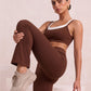 Brown bralette and flare, knee, eucalyptus fibre activewear by WEARTH India