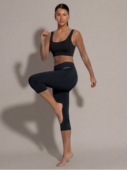 The Still Line Crop in Black, eucalyptus fibre activewear, no polyester