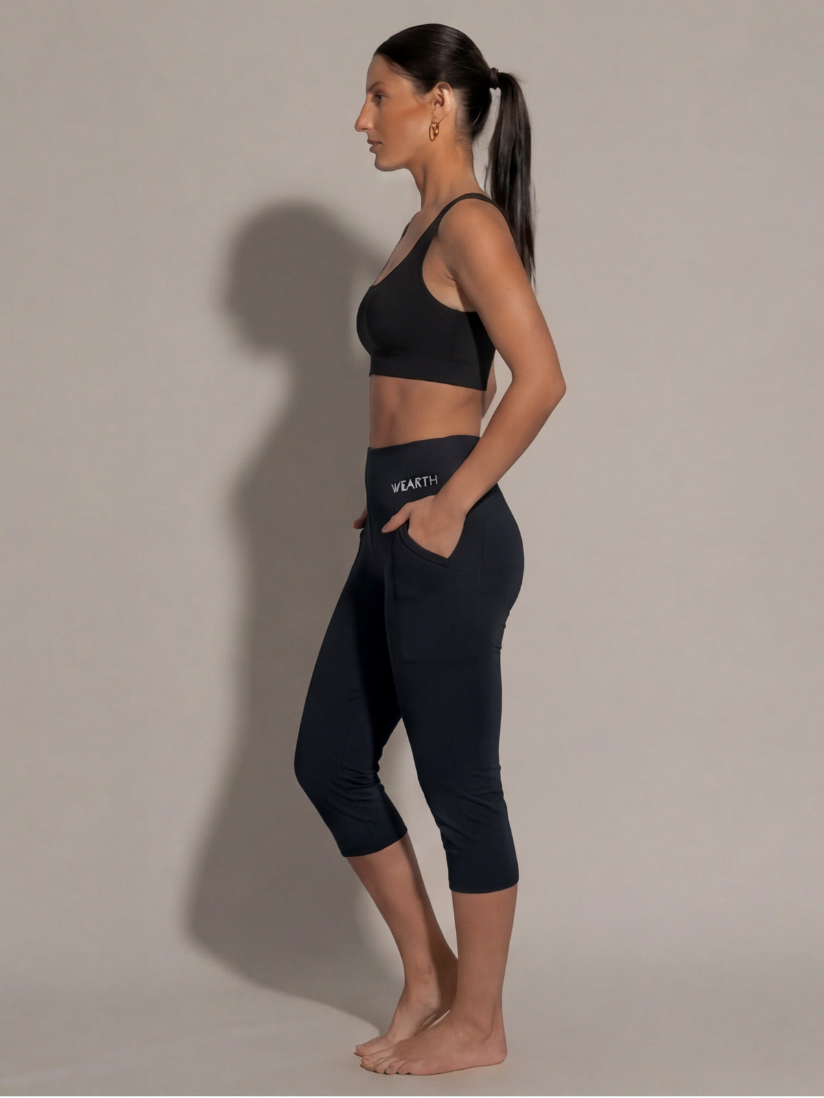 The Still Line Crop in Black, eucalyptus fibre activewear, no polyester