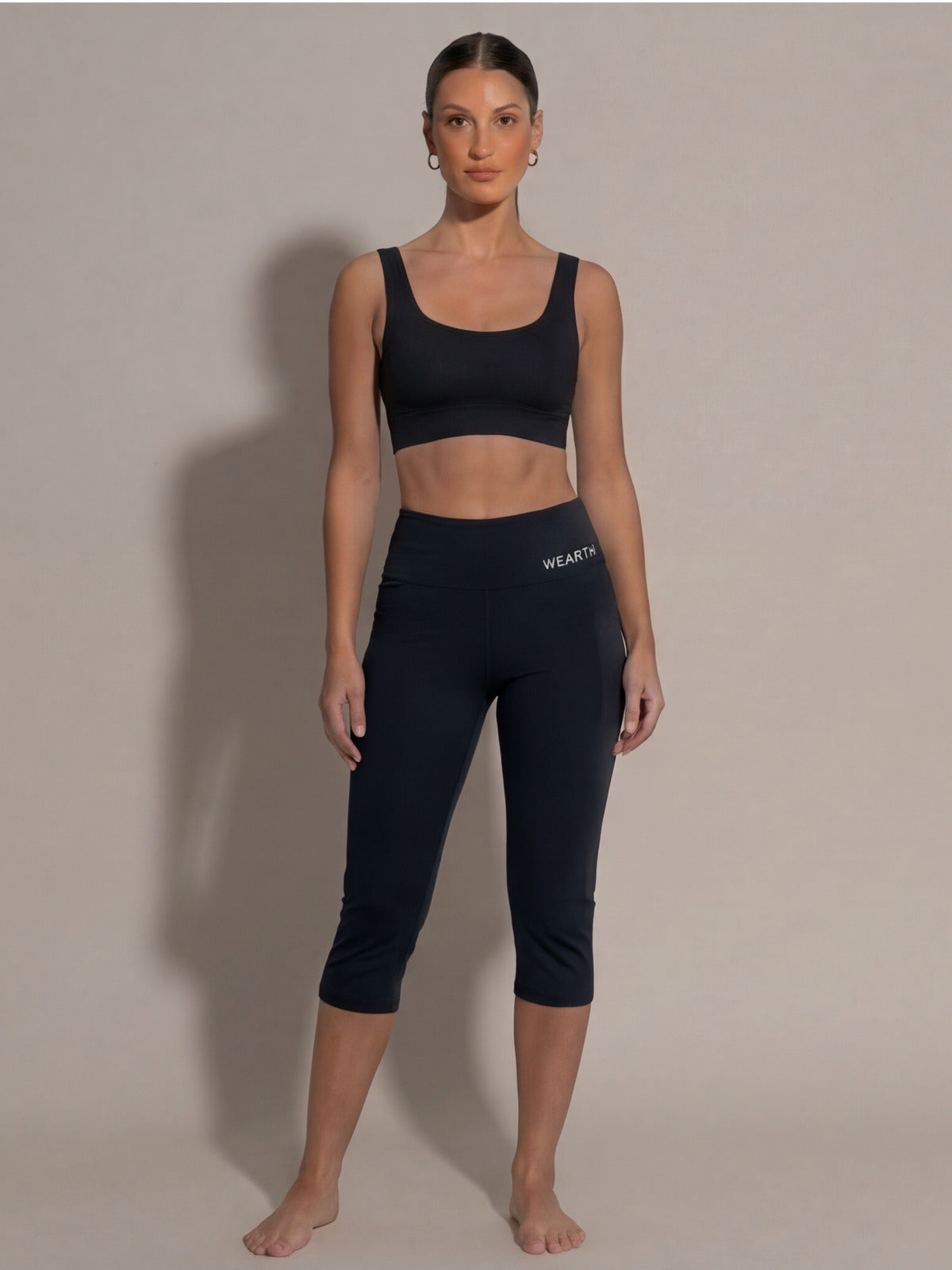 The Still Line Crop in Black, eucalyptus fibre activewear, no polyester