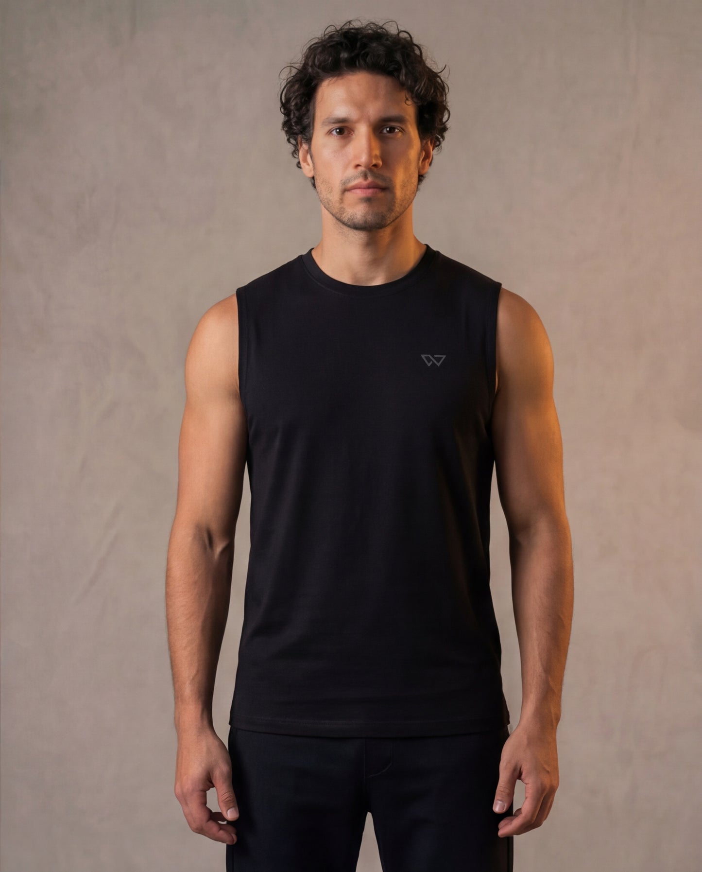 Edge Tank, Black — sleeveless edge training tank, eucalyptus fibre activewear by WEARTH India