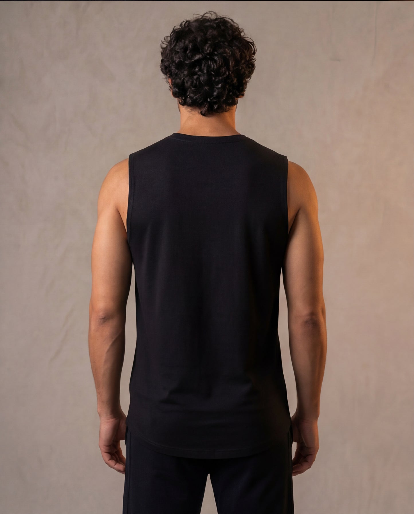 Edge Tank, Black — sleeveless edge training tank, eucalyptus fibre activewear by WEARTH India