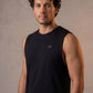 Edge Tank, Black — sleeveless edge training tank, eucalyptus fibre activewear by WEARTH India