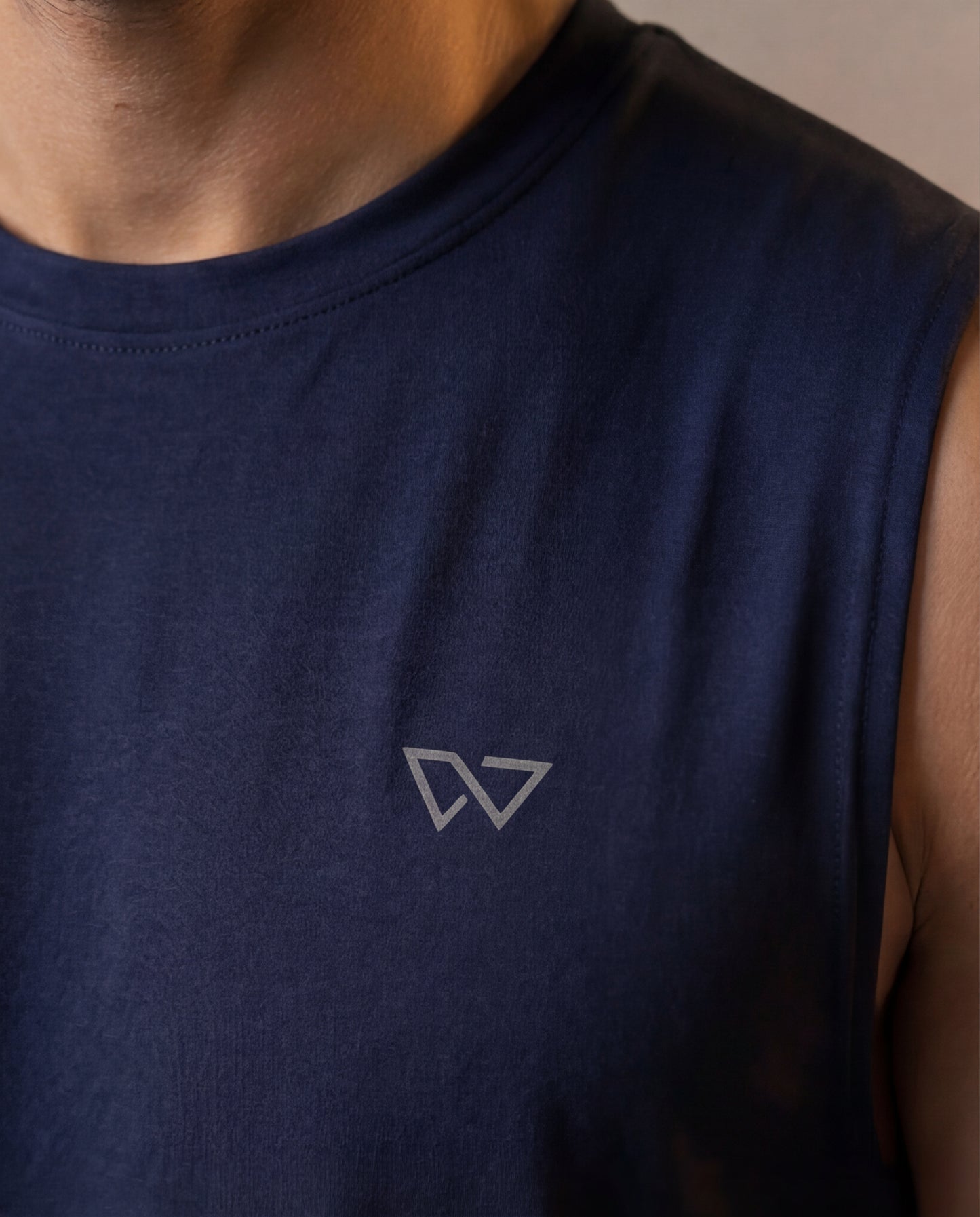 Edge Tank, Navy — sleeveless edge training tank, eucalyptus fibre activewear by WEARTH India