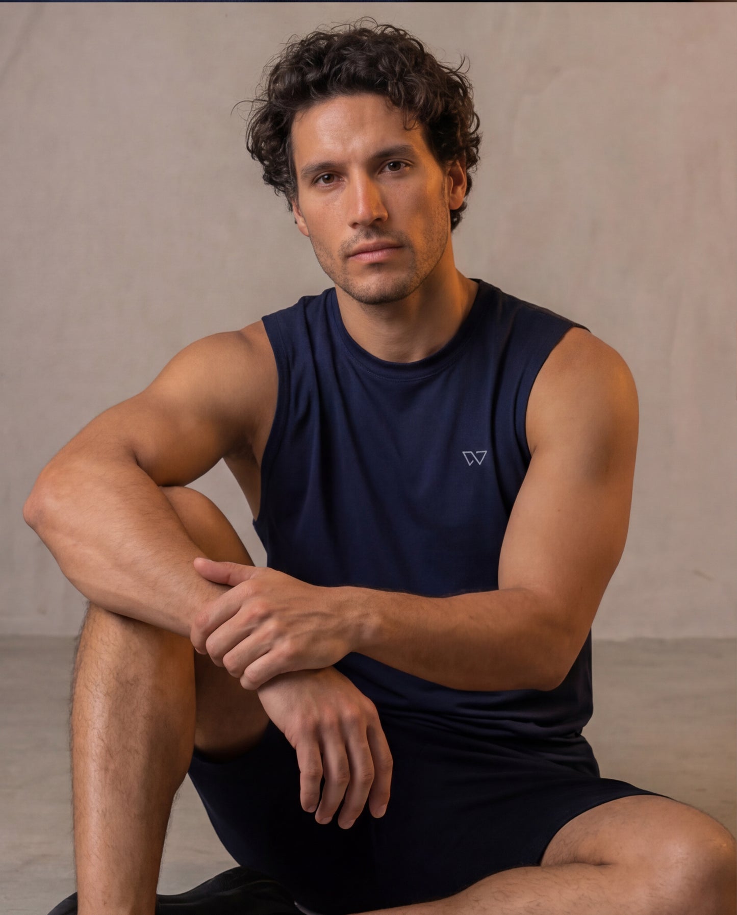 Edge Tank, Navy — sleeveless edge training tank, eucalyptus fibre activewear by WEARTH India