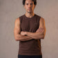 Edge Tank, Olive — sleeveless edge training tank, eucalyptus fibre activewear by WEARTH India