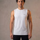 Edge Tank, White — sleeveless edge training tank, eucalyptus fibre activewear by WEARTH India