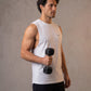 Edge Tank, White — sleeveless edge training tank, eucalyptus fibre activewear by WEARTH India