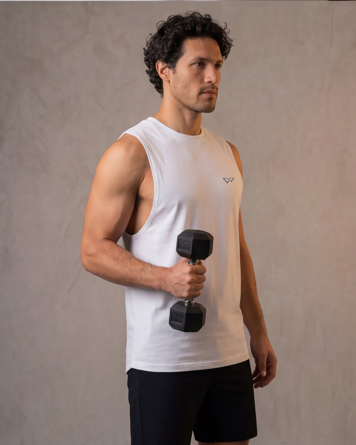 Edge Tank, White — sleeveless edge training tank, eucalyptus fibre activewear by WEARTH India