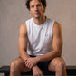 Edge Tank, White — sleeveless edge training tank, eucalyptus fibre activewear by WEARTH India