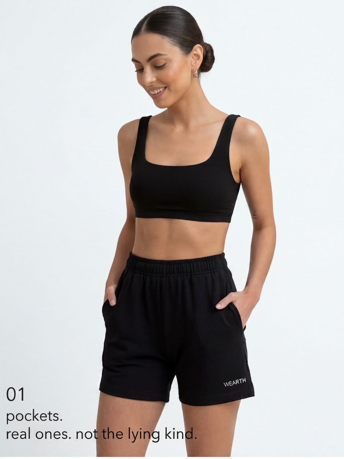 Off-Duty Short in Black, eucalyptus fibre activewear, no polyester