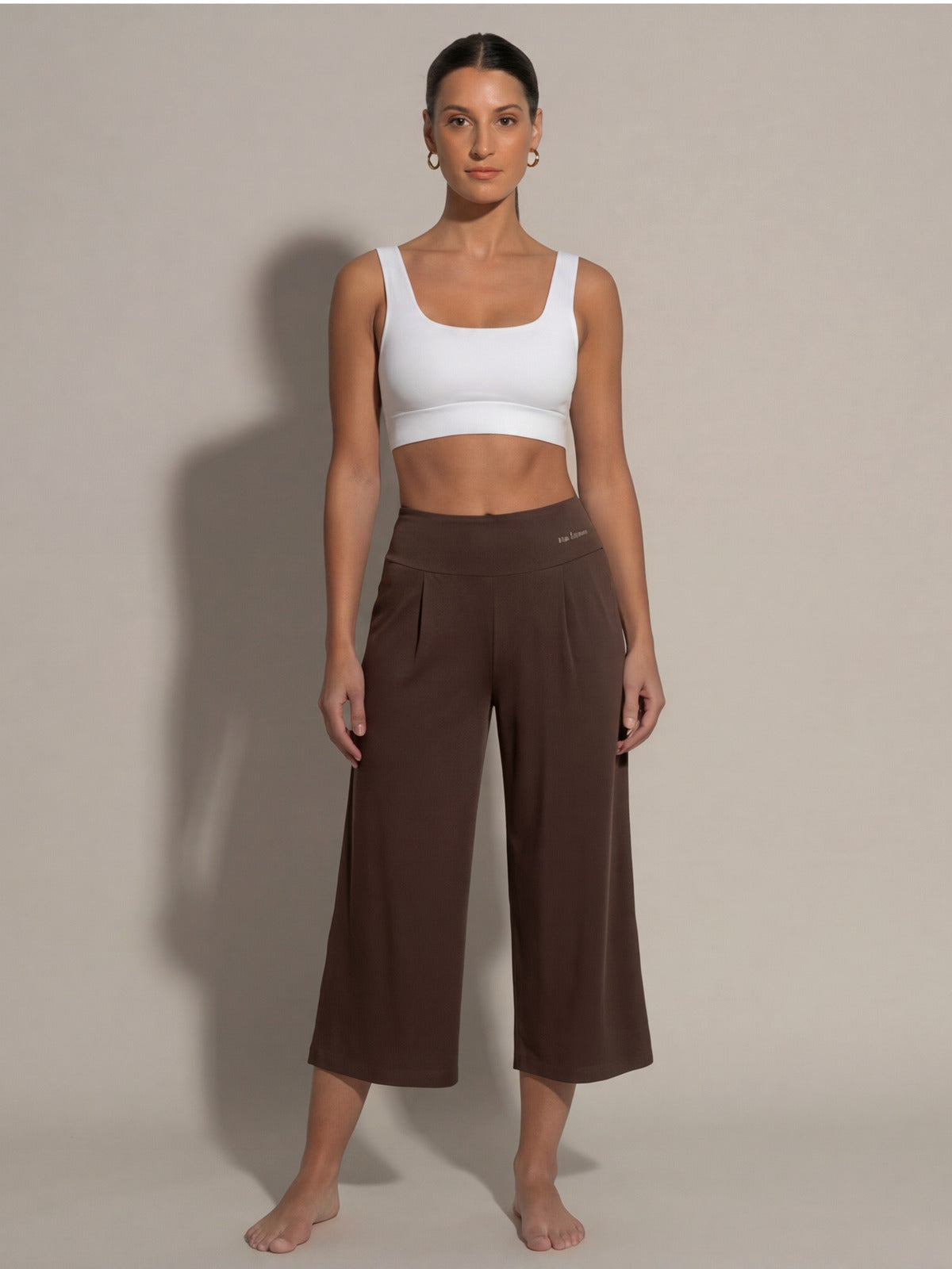 WEARTH The Studio Crop — Brown — Waistband Detail — Zero Polyester