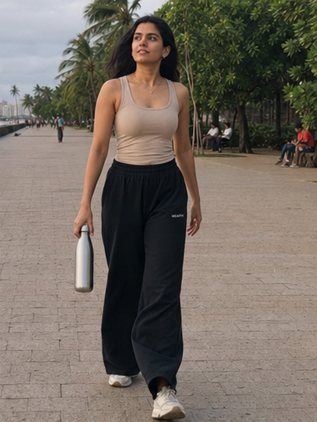 Real customer wearing WEARTH Off-Hours Wide-Leg joggers