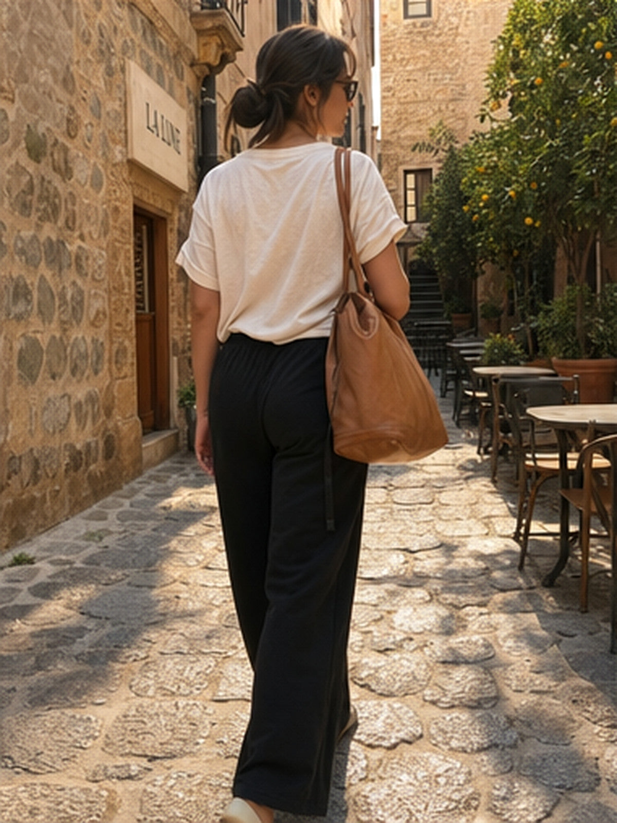 Real customer wearing WEARTH Off-Hours Wide-Leg joggers