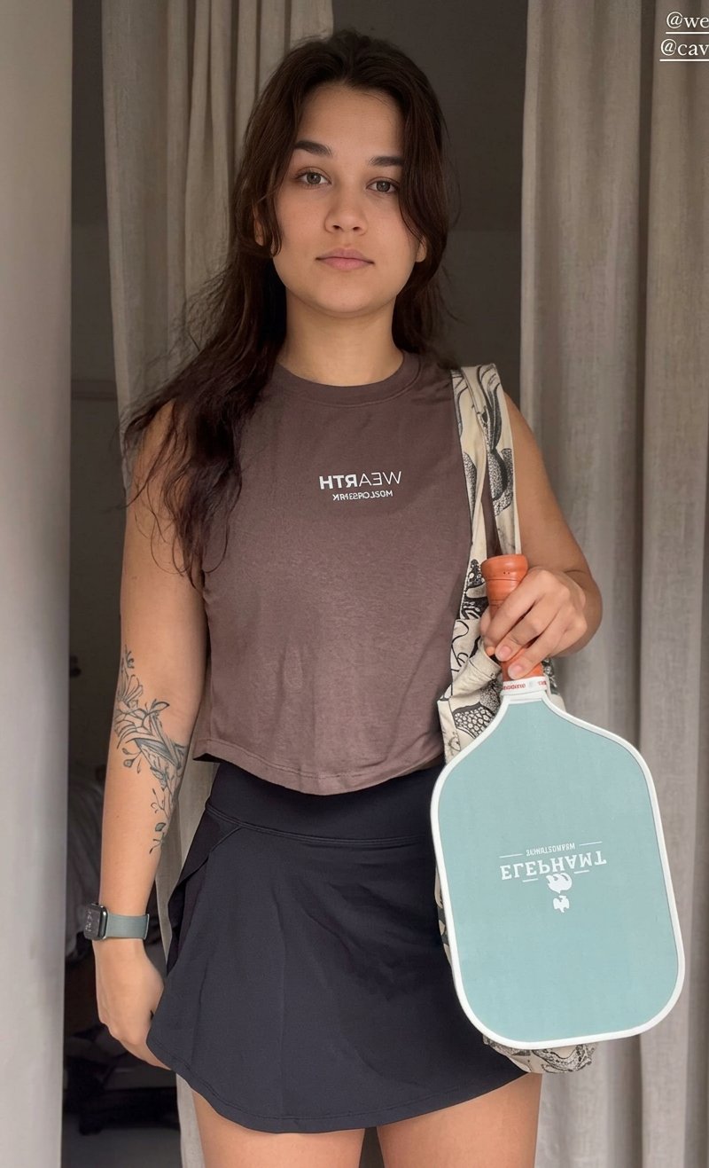 Real customer wearing WEARTH — womens power crop