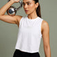 The Hold Crop in White, eucalyptus fibre activewear, no polyester