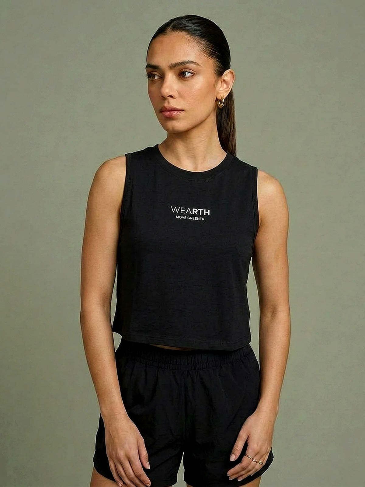The Hold Crop in Black, eucalyptus fibre activewear, no polyester