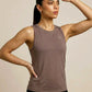 The Longline Tank in Black, eucalyptus fibre activewear, no polyester